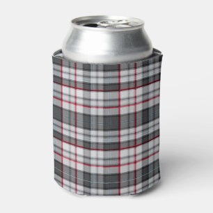 Grey textured tartan plaid  can cooler