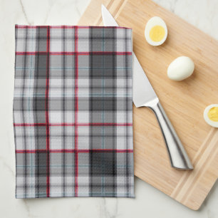Grey textured tartan plaid  kitchen towel