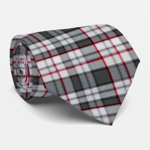 Grey textured tartan plaid  tie