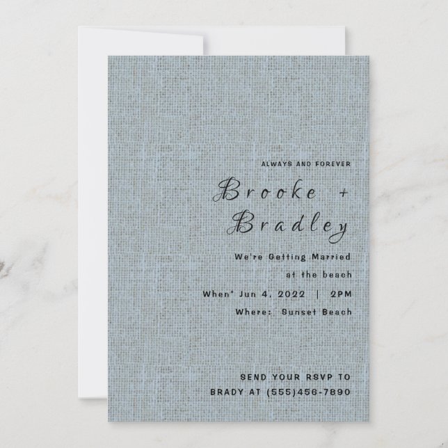 Grey Textured Wedding Invitation (Front)