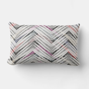Grey textured zigzag lumbar pillow