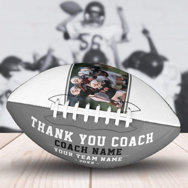 Grey Thank you Coach Team Name and Team Photo Football (Creator Uploaded)