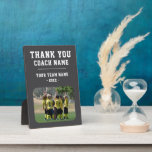 Grey Thank you Coach Team Name Photo Plaque<br><div class="desc">Grey Thank you Coach Team Name Photo plaque. Personalize with your coach name, team name, team photo and year. You can change any text on the plaque. A great gift and a keepsake plaque for a soccer coach! Get the team to sign the non-designed areas with a fine point permanent...</div>