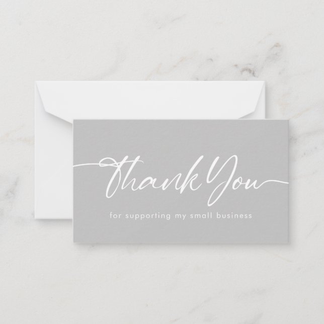 Grey Thank You For Supporting My Small Business Card (Front)