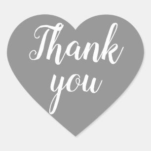 Grey thank you simple minimalist heart sticker