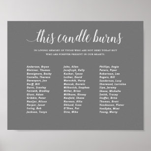 Grey This Candle Burns School Reunion Memorial Poster