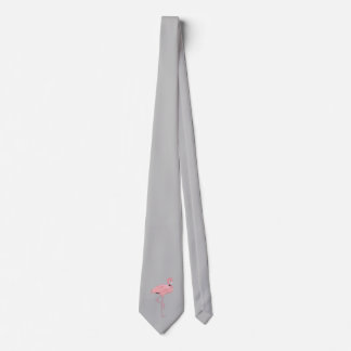 Grey tie with Pink Flamingo