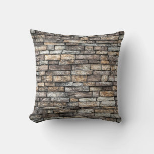 Grey tiles brick wall throw pillow