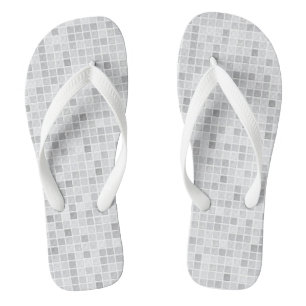Grey Tiles Pattern Flip Flops