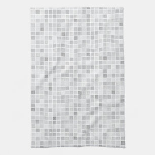 Grey Tiles Pattern Kitchen Towel