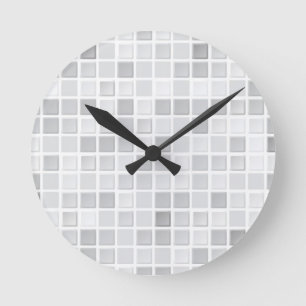 Grey Tiles Pattern Round Clock