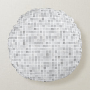 Grey Tiles Pattern Round Pillow
