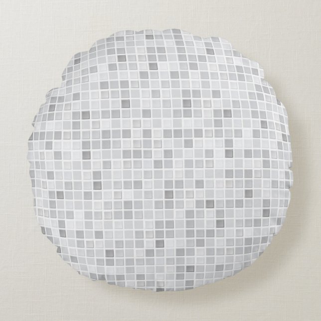 Grey Tiles Pattern Round Pillow (Front)