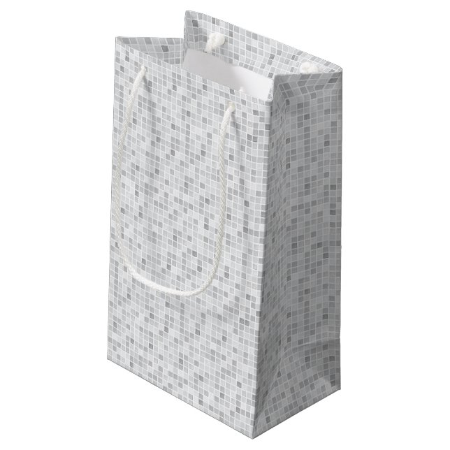 Grey Tiles Pattern Small Gift Bag (Back Angled)