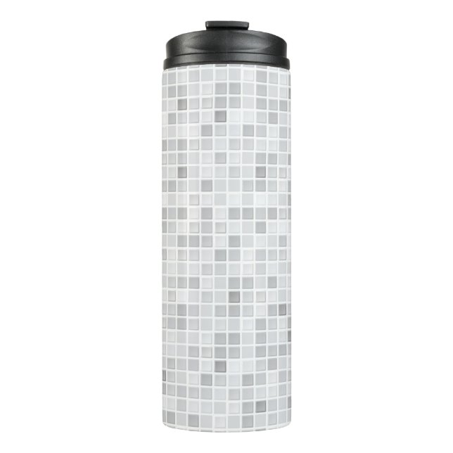 Grey Tiles Pattern Thermal Tumbler (Front)