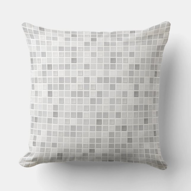 Grey Tiles Pattern Throw Pillow (Front)