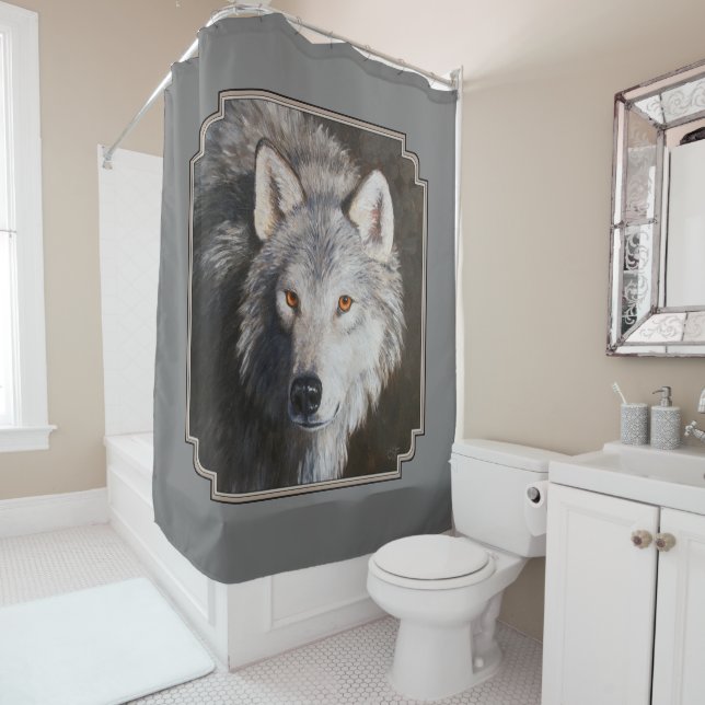 Grey Timber Wolf Face Portrait (In Situ)