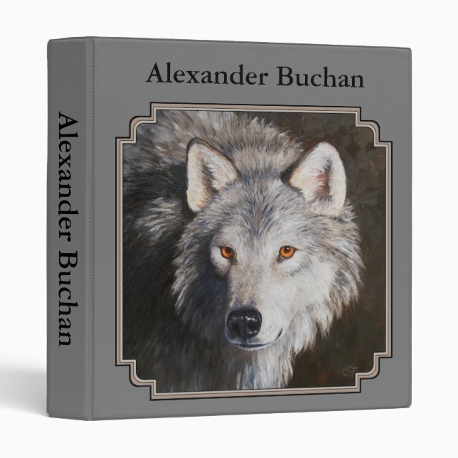 Grey Timber Wolf Face Portrait Binder (Front/Spine)