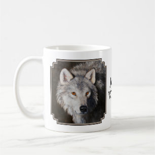 Grey Timber Wolf Face Portrait Coffee Mug