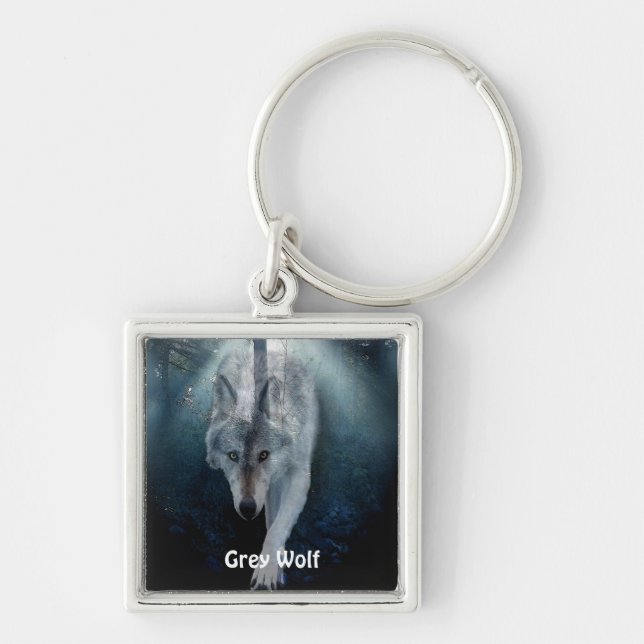 GREY TIMBER WOLF Luggage Pull \ Keychain (Front)