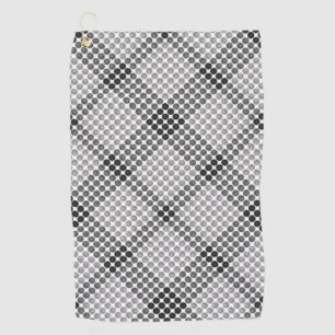 Grey to black balls or holes, cross-aligned square golf towel