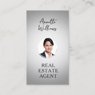 Grey tone realtor with profile photo business card