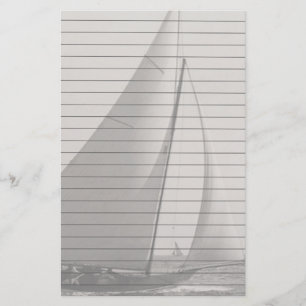 Grey Tone Sail Boat With Lines Stationery