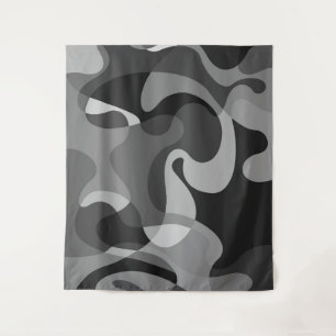 Grey tones abstract wild swirly organic shapes tapestry