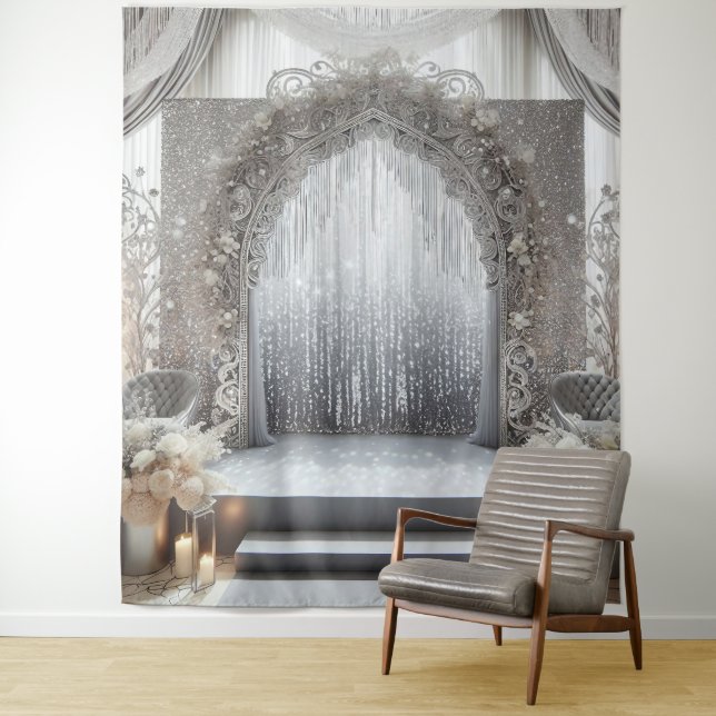 Grey Tones Hanging Tapestry for Photos (In Situ)