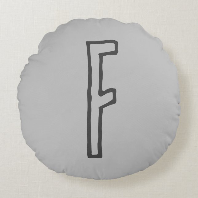 Grey Tones Initial Letter Monogrammed Plain Round Pillow (Front)