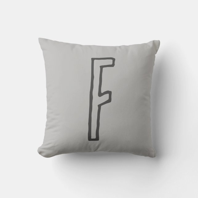 Grey Tones Initial Letter Monogrammed Plain Throw Pillow (Front)