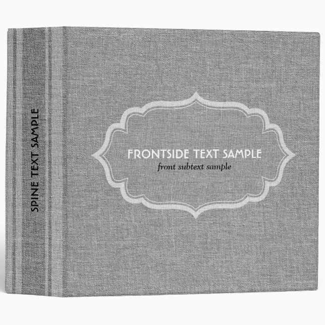 Grey Tones Linen Burlap Fabric Look Binder (Front/Spine)