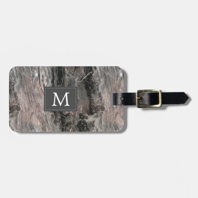Grey Tones Marble Pattern Luggage Tag (Front Horizontal)