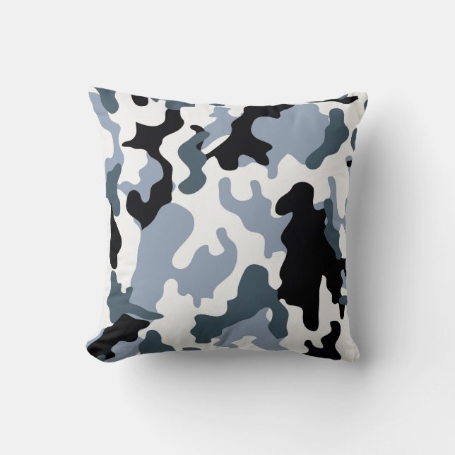 Grey Tones Military Camo Throw Pillow (Front)