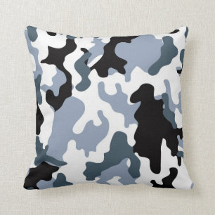 Grey Tones Military Camo Throw Pillow