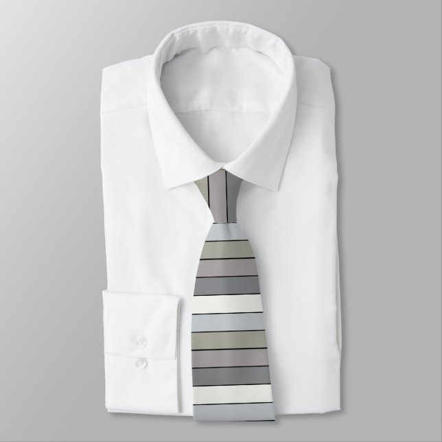 Grey Tones With Black Stripes On Watercolor Paper Tie (Tied)