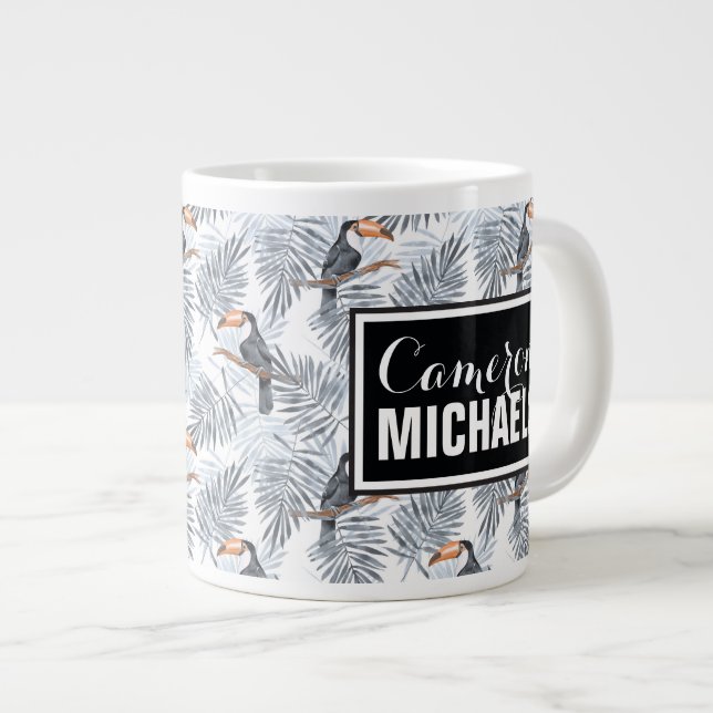 Grey Toucan | Add Your Name Large Coffee Mug (Front Right)