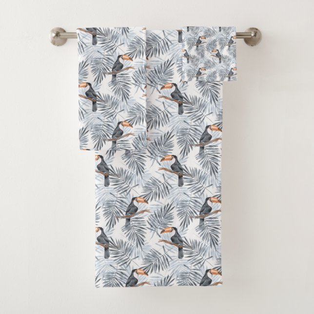Grey Toucan Bath Towel Set (Insitu)