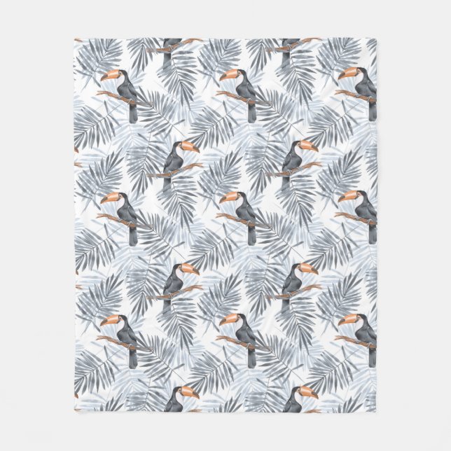 Grey Toucan Fleece Blanket (Front)