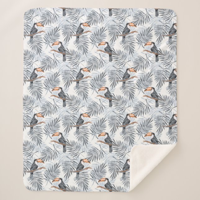Grey Toucan Sherpa Blanket (Front)