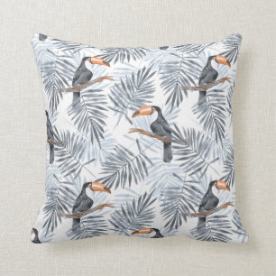 Grey Toucan Throw Pillow