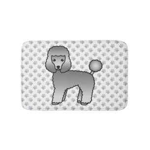 Grey Toy Poodle Cute Cartoon Dog Bath Mat