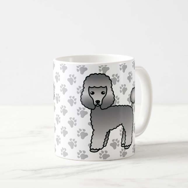 Grey Toy Poodle Cute Cartoon Dog Coffee Mug (Front Right)