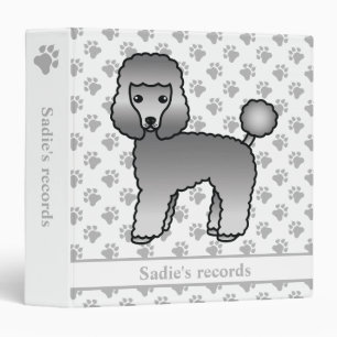 Grey Toy Poodle Cute Cartoon Dog & Text Binder