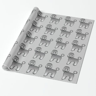 Grey Toy Poodle Dogs Pattern Wrapping Paper