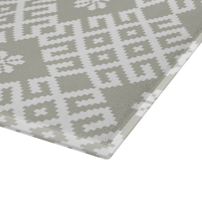 Grey Traditional Latvian Design Pattern Cutting Board (Corner)