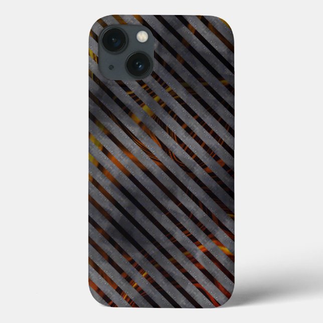 Grey transverse stripes, carbon ribbons, gold red Case-Mate iPhone case (Back)