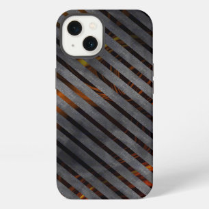 Grey transverse stripes, carbon ribbons, gold red iPhone 13 case