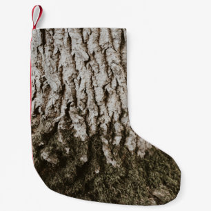 Grey tree trunk small christmas stocking