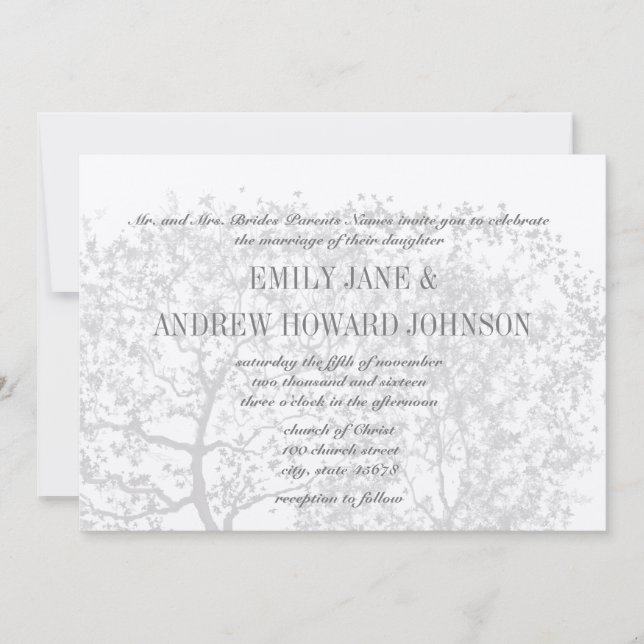 Grey Tree Weddings Personalized Invitations (Front)